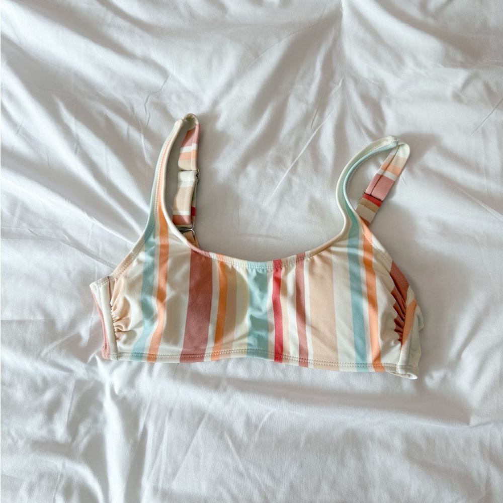 Xhilaration Multi-Colored Striped Scoop Front Bikini Top Size Medium